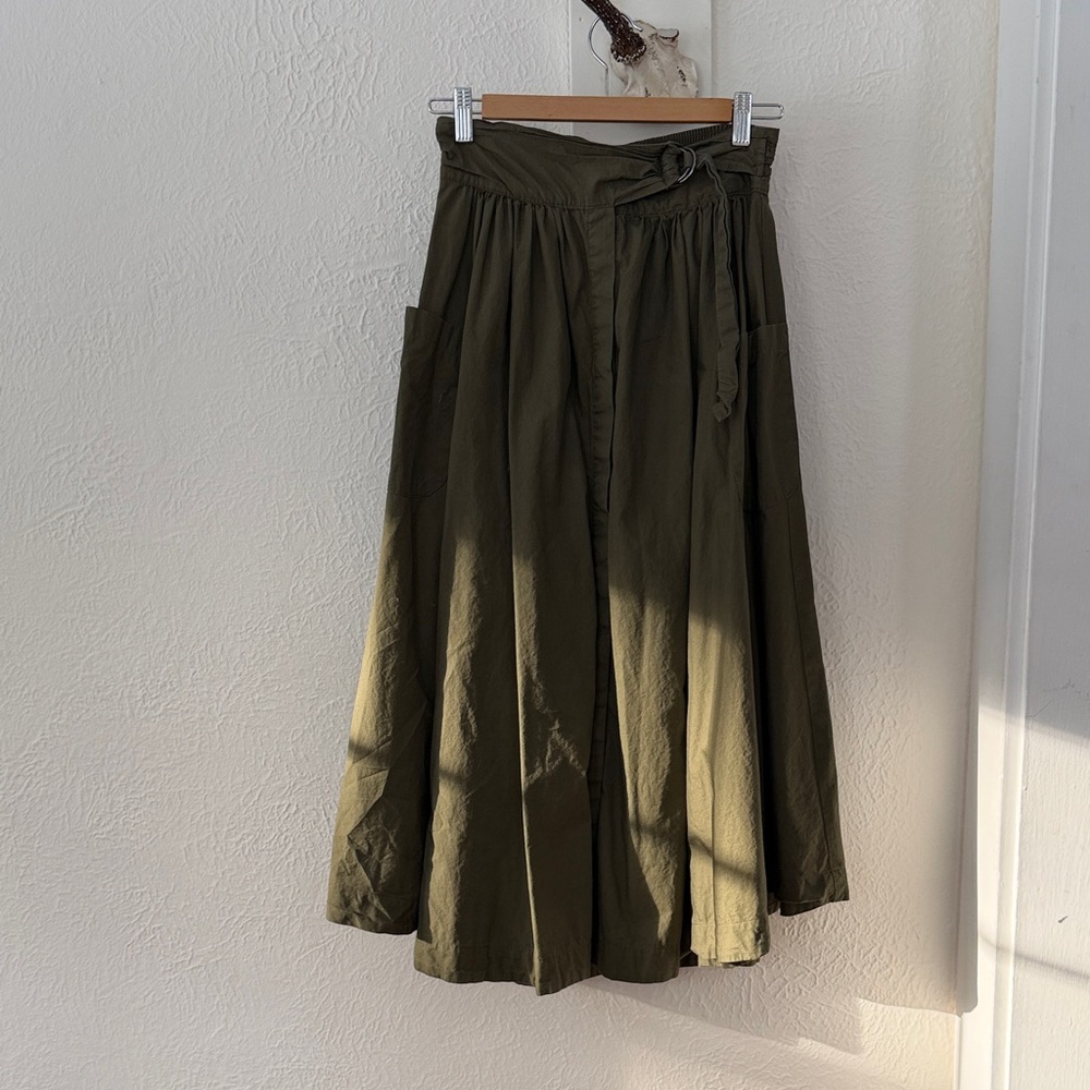 Free People “Dream of Me” Olive Green Midi Skirt